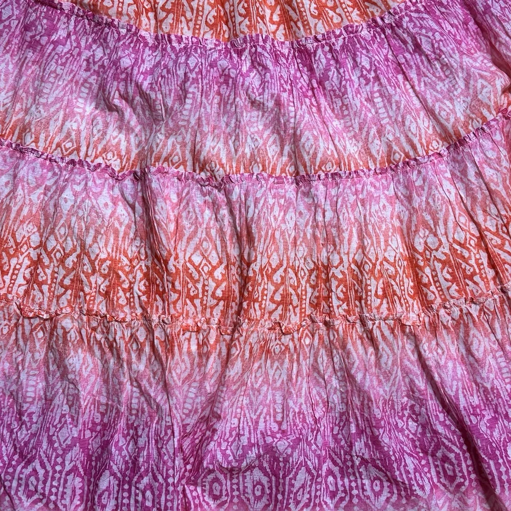 Ralph Lauren LRL Pink And Orange Tiered Ruffle Skirt XS Lined Flowy Cotton READ